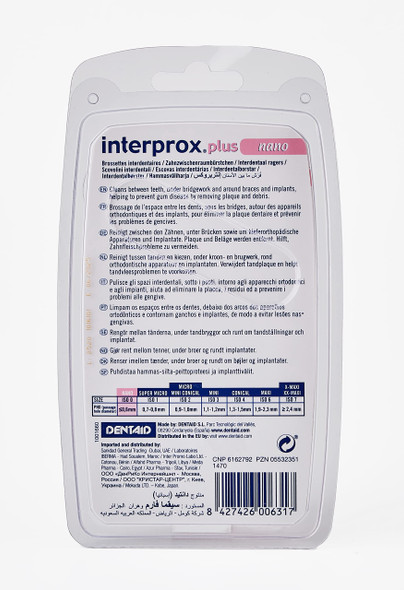 Interprox 0.38 mm Pink Plus Interproximal Brush Nano - Pack of 6