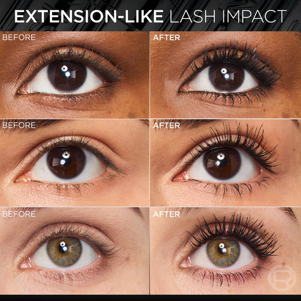 L'Oreal Paris Extensionist Mascara Lengthening Volumizing and Curling Formula For a Lash Extension Eye Makeup Look Washable Black