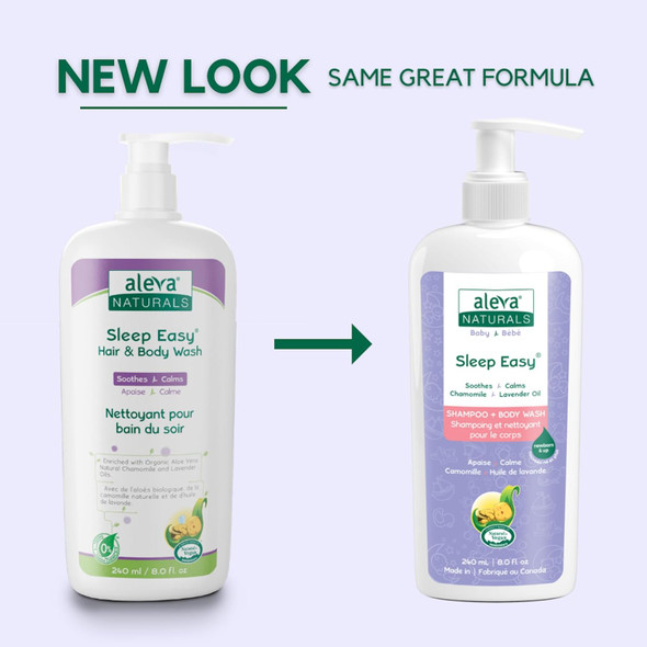 Aleva Naturals Hypoallergenic Sleep Easy Baby Hair and Body Wash for Kids and Toddlers, Plant-Based Organic Aloe Vera Formula with Lavender Scent, Gentle on Eyes and Sensitive Skin - 8 Fl Oz