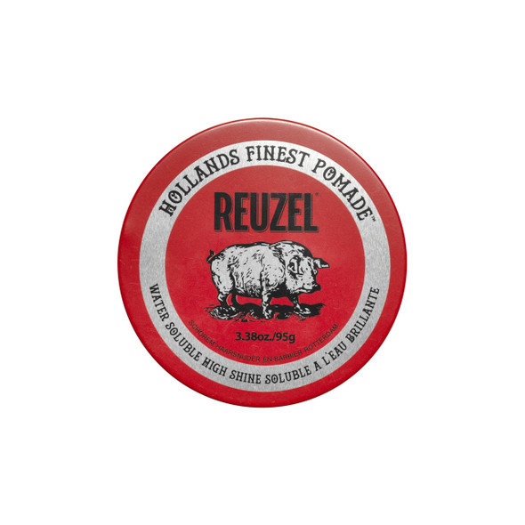 REUZEL Red Pomade Medium All Day Hold Water Soluble Styling High Shine and Flake Free Easy To Wash Out For All Hair Types 3.38 Ounce