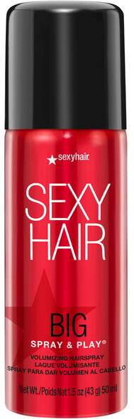 SexyHair Big Spray & Play Volumizing Hairspray  Hold and Shine Up to 72 Hour Humidity Resistance  All Hair Types 1.5 fl oz