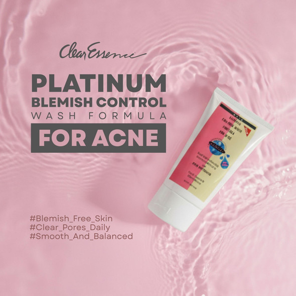 Clear Essence Platinum Blemish Control Wash Formula Acne Face Wash 5oz Facial Cleanser for Oily Skin Acne & Blemishes Gentle Foaming Acne Cleanser for Teens Women & Men Daily Skin Care Solution