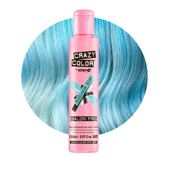 Crazy Color Crazy Color Salon Pro Semi Permanent Hair Color - 63 Bubblegum Blue Hair Color Women 5.07 oz