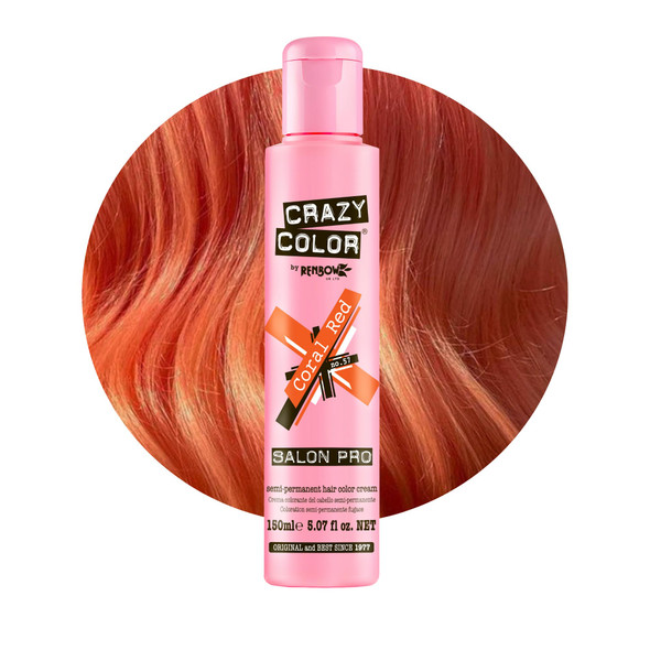 Crazy Color Crazy Color Salon Pro Semi Permanent Hair Color - 57 Coral Red Hair Color Women 5.07 oz