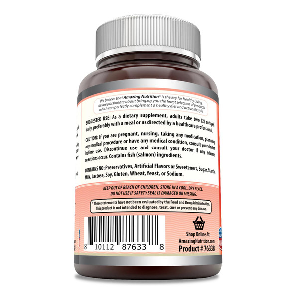 Amazing Omega Wild Alaskan Salmon Oil 2000mg Per Serving Softgels Supplement (90)