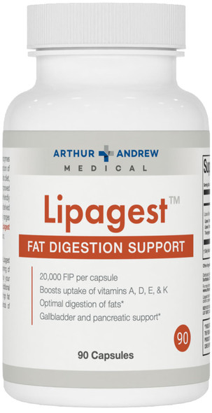Arthur Andrew Medical Lipagest - Concentrated Lipase Enzyme - 20,000 FIP - Optimal Digestion of Fats - Nutrient Absorption - Gallblader & Keto Support - Dairy-Free & Vegan - 90 Capsule