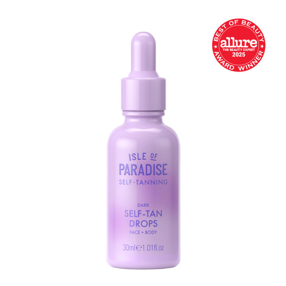 Isle of Paradise Self Tanning Face & Body Drops- Self Tanner Drops for a Natural Bronze Long-lasting Tan Cruelty Free Fragrance Free & Dermatologist-Approved 1.01 fl. oz -Dark