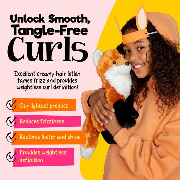 CurlyKids Curl Defining Lotion – Lightweight Creamy Hair Lotion for Frizz-Free Soft & Defined Curls – Kids Haircare for Curly Kinky Coily & Wavy Hair – Moisturizing & Non-Crunchy Formula 6oz