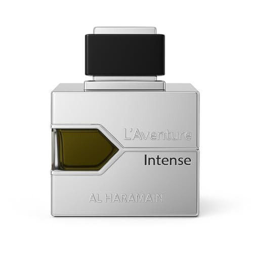 Al Haramain L'Aventure Intense Cologne For Men - Arabian Perfume - Long Lasting Woody Fragrance With Notes Of Bergamot Lemon Jasmine Musk Patchouli Amber - Arabic Eau De Parfum - 3.3 Oz Edp Spray