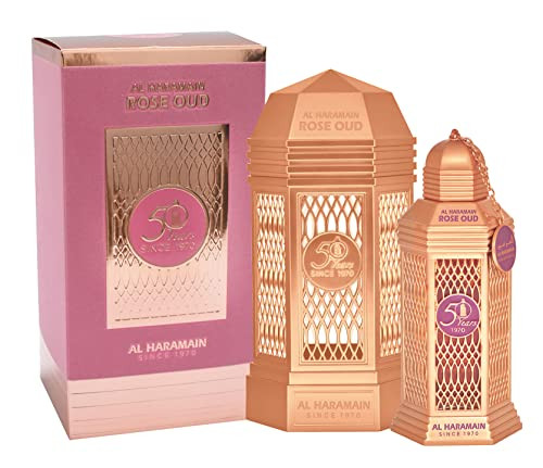 Al Haramain 50 Years Rose Oud - Arabian Perfume For Women - Long Lasting Woody Spicy Fragrance With Notes Of Bergamot Pepper Cedarwood Sandalwood And Musk - Arabic Eau De Parfum - 3.4 Oz Edp Spray