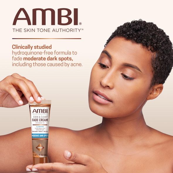 Ambi Even & Clear Fade Cream Hydroquinone- Hyperpigmentation Treatment Dark Spot Corrector Results In As Little As 4 Weeks Niacinamide Aloe Vera Vitamin C 1 Fl Oz