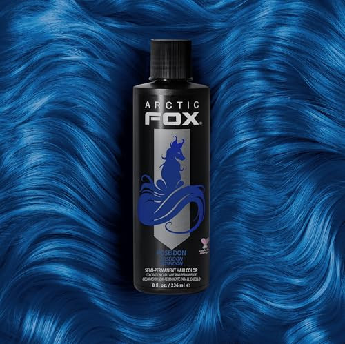 Arctic Fox Semi-Permanent Hair Dye Vegan & Cruelty- Vibrant Blue Color Conditioning Formula Long Lasting Ammonia- For All Hair Types 8 Fl Oz Poseidon