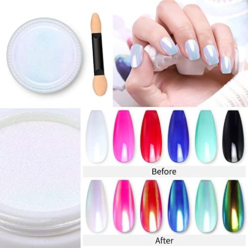 Artdone Chrome Nail Powder Metallic Mirror Glitter Effect Pigment Iridescent Aurora Mermaid Pearl Dust Kit For Gel Polish Nail Art Decoration Resin Craft Arylic Powder