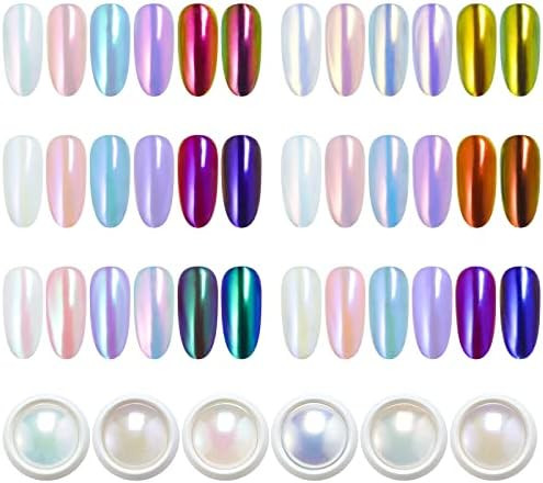 Artdone White Pearl Chrome Nail Powderiridescent Aurora Powder Metallic Mirror Effect Pigment Pearlescent Mermaid Pigment Pearl Glitter Dust Kitnail Art Decoration Resin Craft