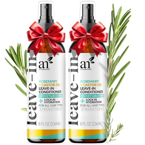 Artnaturals Rosemary & Castor Oil Leave-In Conditioner - 2 Pack - (8 Fl Oz / 236Ml) - Made With Organic Ingredients - For All Hair Types Ãƒ¢Ã¢Š¬Ã¢‚¬Å“ Treatment For Damaged Dry Color Treated And Hair Loss