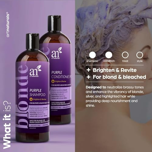 Artnaturals Purple Shampoo And Conditioner Set Ãƒ¢Ã¢Š¬Ã¢‚¬Å“ (2 X 16 Fl Oz / 473Ml) Ãƒ¢Ã¢Š¬Ã¢‚¬Å“ Protects Balances And Tones Ãƒ¢Ã¢Š¬Ã¢‚¬Å“ Bleached Color Treated Silver Brassy And Blonde Hair - Sulfate