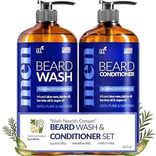 Artnaturals Beard Shampoo And Conditioner Set - Softens Strengthens And Smooths Mustache And Beard Hair - All Skin And Hair Types