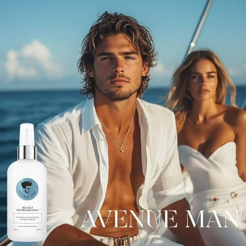 Avenue Man Sea Salt Spray For Men - Texturizing & Thickening Sea Salt Hair Spray For Men With Kelp And Brown Seaweed Extract - Paraben Sulfate- - Add Volume And Texture Beach Hairspray 6.76 Oz