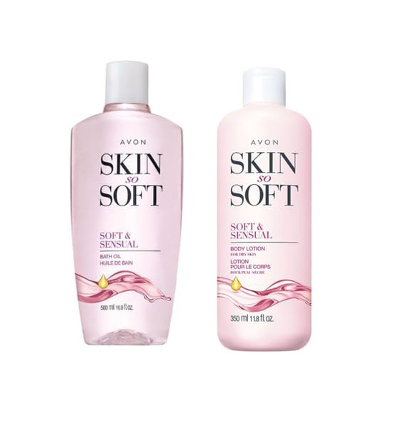 Avon Skin So Soft - Soft & Sensual Bundle - Bath Oil 16.9 Oz And Body Lotion 11 Oz