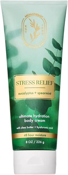 Bath & Body Works Eucalyptus Spearmint Aromatherapy Body Cream Ultimate Hydration Moisturizer for Stress Relief with Shea Butter & Hyaluronic Acid for Dry Skin 8 fl oz