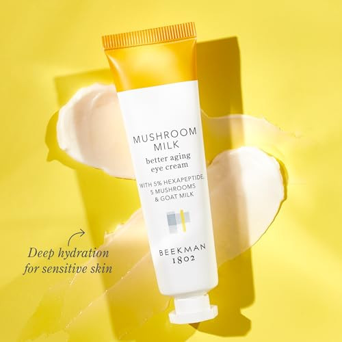 Beekman 1802 Mushroom Goat Milk Eye Cream - Clinically Proven Anti-Aging Eye Treatment For Under-Eye Circles & Fine Lines - With Hexapeptide And Snow Mushrooms - Fragrance- Cruelty-