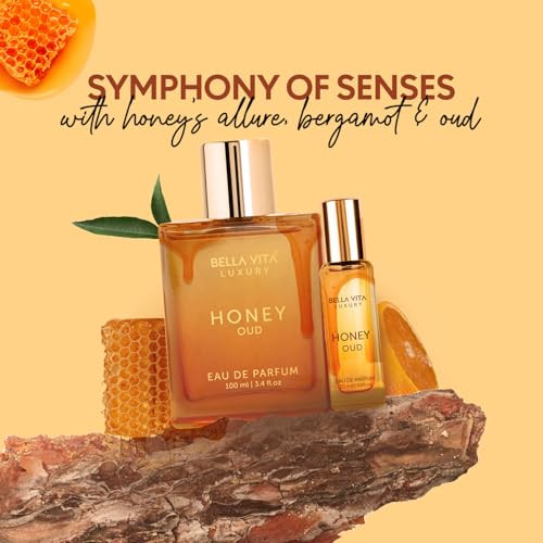 Bellavita Honey Oud Perfume For Women & Men 100Ml & 20Ml  Vanilla Bergamot & Patchouli Notes  Long-Lasting Arabian Unisex Perfumes For Women & Men  Floral & Spicy Cologne Honey Perfume