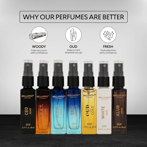 Bellavita Luxury Discovery Set Mens Perfumes (7X8Ml)  Mini Perfume  Set For Men With Bergamot Oud & Patchouli Oriented  Compact Long-Lasting Oud Colognes For Men  Cruelty  Fragrance