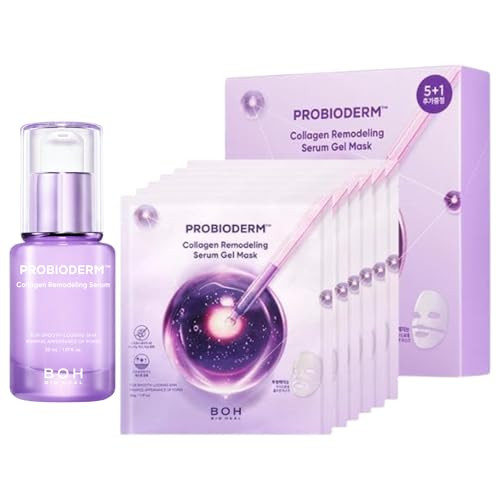 Bioheal Boh Collagen Remodeling Serum + Gel Mask  Firming & Pore-Tightening Skincare Set With Collagen & Peptides  Hydrating Daily Serum + 6 Hydrogel Masks