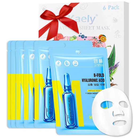 Cakaila Hyaluronic Acid Face Sheet Mask Skincarehydrating Spa Face Mask For Sensitive Skinmoisturizenourish For All Skin Typesnatural Skin Care Spa Face Mask For Women Men Girlspack Of 6