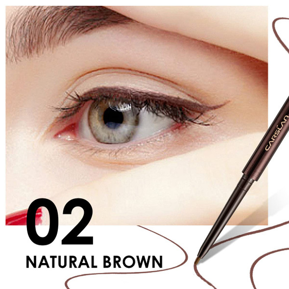 Carslan Gel Eyeliner Pencil Waterproof & Smudgeproof 12H Longwear Retractable Eye Liner With Ultra-Fine Tip Eye Makeup For Women 02 Natural Brown