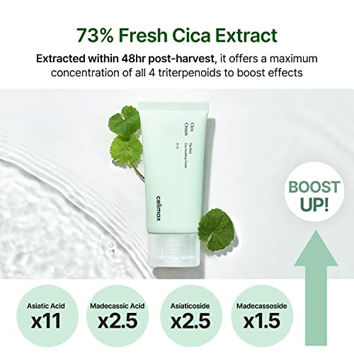 Celimax The Real Cica Soothing Cream  With Fresh Cica Extract Oil  Hydrating Moisturizing Calming Dry Oily Combination Sensitive Skin Korean Skincare Lightweight Gel Cream 50Ml