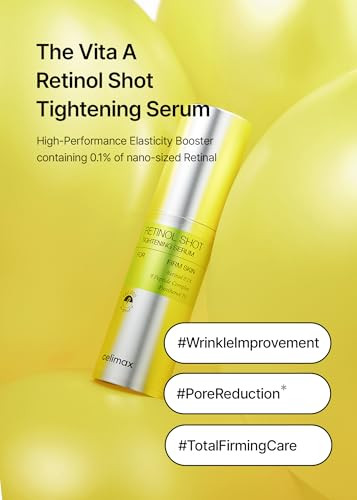 Celimax The Vita A Retinol Shot Tightening Serum  With Pure Vitamin A Retinol Peptide Pore Minimizer Wrinkles & Fine Lines Firmer Skin Anti-Aging Skin Smoothing 30Ml