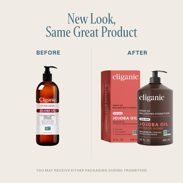 Cliganic Jojoba Oil Non-Gmo Bulk 16Oz  100% Pure For Skin Hair & Face Cold Pressed Natural Hexane  - Hair Relaxer