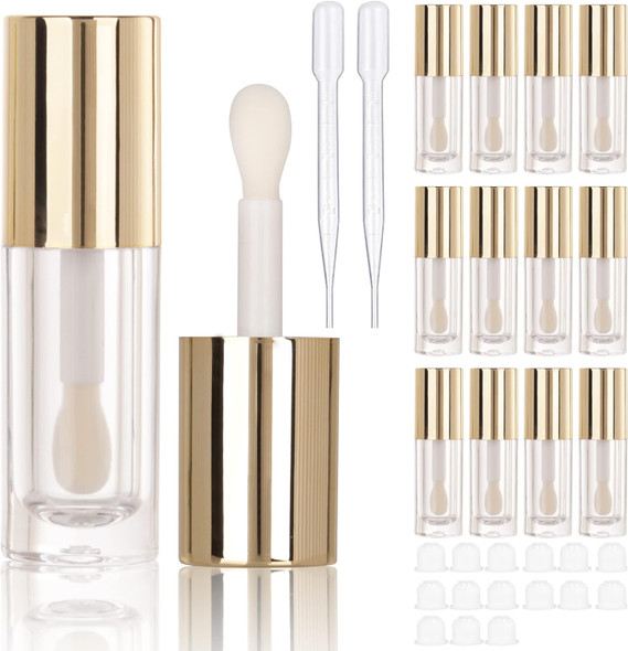 Cosidea 14Pcs Empty 6Ml Big Doe Foot Wand Chunky Lip Gloss Tubes For Diy Lipglosspink Round Lipgloss Containers Tubes With Thick Wand (White)