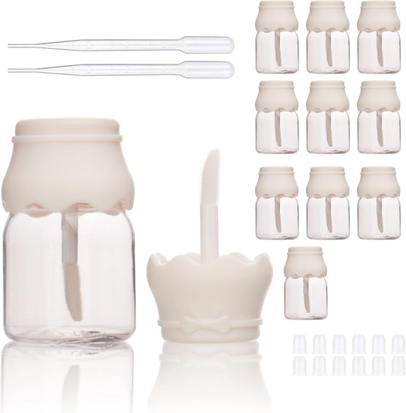 Cosidea 10Pcs Empty 15Ml Baby Bottle Lip Gloss Tubes White Cute Lipgloss Container Tube Packing Castor Oil Container (10)