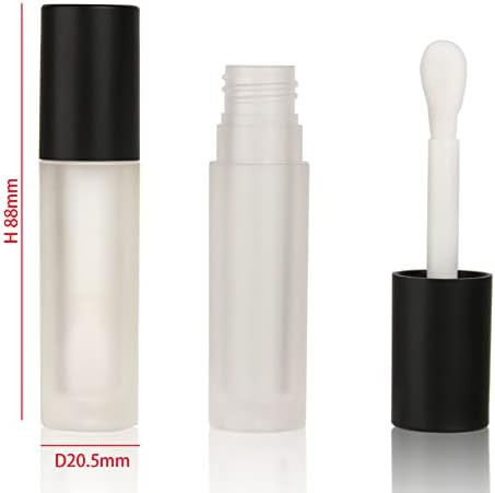 Cosidea 24 Pcs Empty 5Ml Big Brush Frosted Black Lip Gloss Tube Black Round Lipgloss Tubes Container With Big Doe Foot Wand Cosmetic Packing Containers