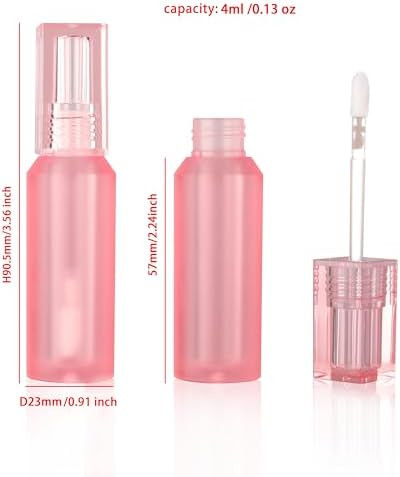 Cosidea 15Pcs Empty Thick Wall 4Ml 0.13Oz Pink Lip Gloss Tubes With Wand Square Cap Cute Bottle Shaped Lipgloss Tube Containers For Lip Oil Packing