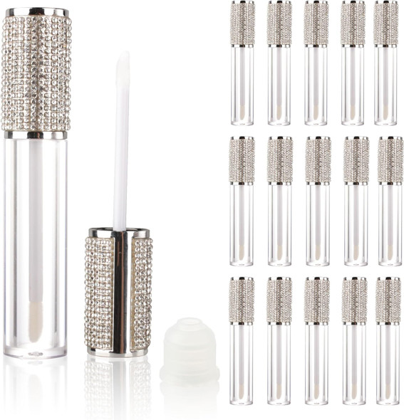 Cosidea 15Pcs Round Empty 5Ml 0.17Oz Gold Lip Gloss Tubes With Wand Pearl Lipgloss Tube Containers For Lip Oil Packing