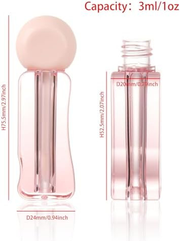 Cosidea 20Pcs Cute Irregularly Shaped 3Ml 0.1Oz Rose Empty Lip Gloss Tubes With Wand Pink Lipgloss Tube Containers For Lip Oil Packing