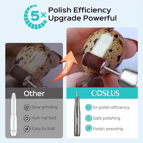 Coslus Electric Nail Drill File Professional And Wall Adapter For Acrylic Gel Dip Powder Nails Portable Nail Drill Machine Kit Manicure Pedicure Tools With 5V/2A Usb-A Adapter Black