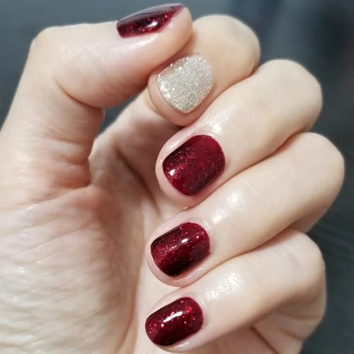 Cosmoo Wine Red Glitter Nail Polish 12Ml Wine Red Quick Dry Nail Lacquer For Nail Art Varnish 0.41 Fl Oz