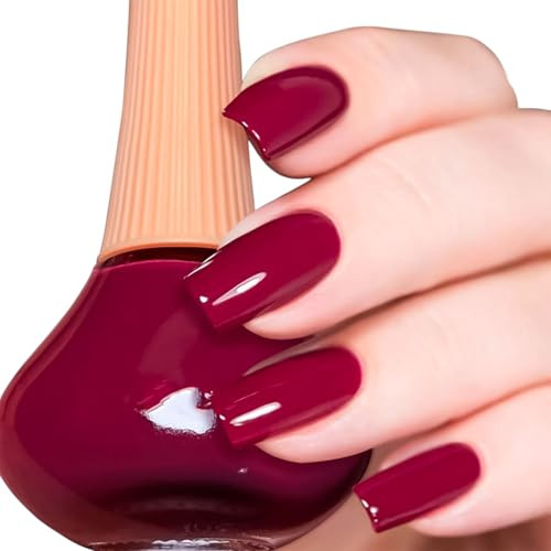 Cosmoo 12Ml Indian Rose Nail Polish Rose Red Quick Dry Nail Lacquer For Nail Art Varnish 0.41 Fl Oz