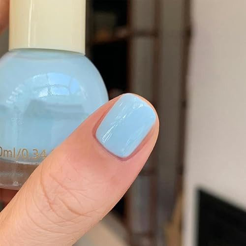 Cosmoo Sky Blue Quick Dry Nail Polish Vegan Chip-Resistant Long-Lasting Nail Lacquer For Nail Art Varnish 0.34 Fl Oz Quick Dry Nail Polish (Sky Blue)