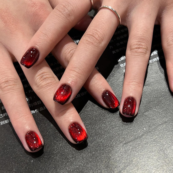 Coslus Wine Red Cat Eye Gel Polish Dark Red Gel Nail Polish Cat Eye Glitter Magnetic Shimmer Nail Polish For Nail Salon & Diy At Home (Wine Red 0.6 Fl Oz)