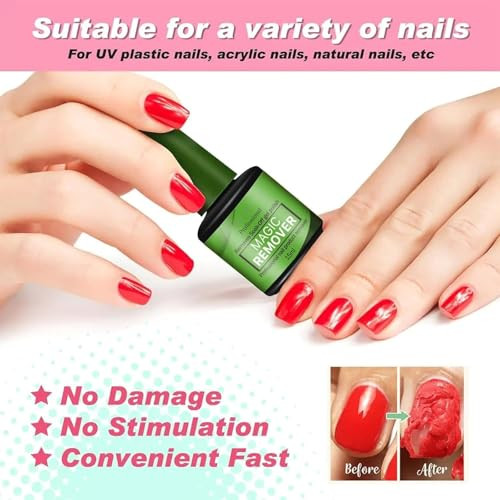 Cosmoo 2 Pcs 15Ml Gel Nail Polish Remover Gel Polish Remover For Nails Professional Remove Gel Nail Polish Quick & Easy Polish Remover In 2-3 Minutes