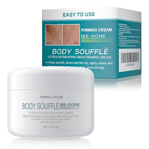 Cosmoo Be Gone Body Souffle Ultra Hydrating Crepe Skin Firming Cream For Neck Arms & Legs 3 Ounce