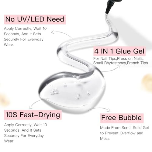 Curvlife 10G Semi Solid Nail Glue Gel And 20Ml Pinpoint Nail Glue Remover Kit For Press On Nails Cuticle Pusher With Czech Glass File & For Flawless Application & Removal