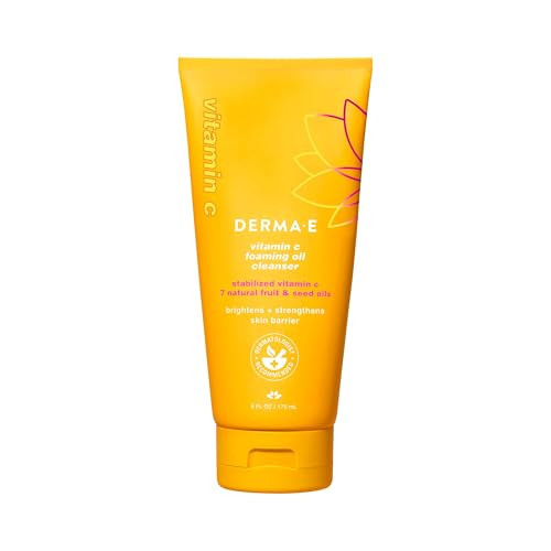 Derma E Vitamin C Foaming Oil Cleanser 6 Fl Oz 2-In-1 Oil-To-Foam Face Wash Makeup Remover Stabilized Vitamin C & Niacinamide To Help Brighten Nourish & Strengthen Skin Barrier Gentle Skin Care