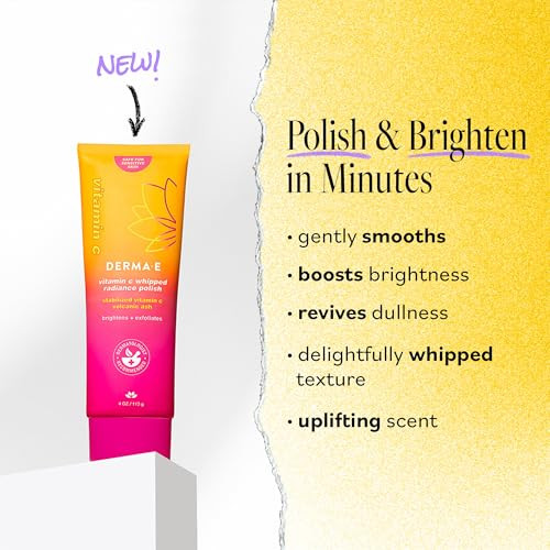 Derma E Face Exfoliator Vitamin C Whipped Radiance Polish 4 Oz Stabilized Vitamin C & Dual-Action Exfoliation To Help Brighten Exfoliate & Protect Skin Barrier Gentle Skin Care