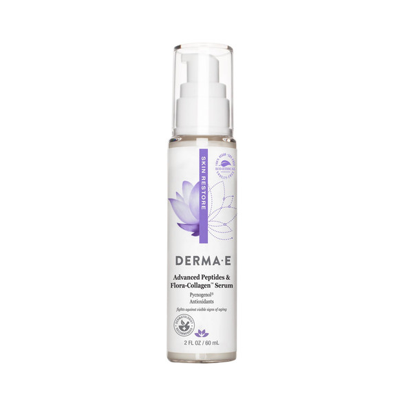 Derma E Advanced Peptides And Vegan Flora-Collagen Serum Ãƒ¢Ã¢Š¬Ã¢‚¬Å“ Double Action Collagen Face Cream With Peptide Complex Ãƒ¢Ã¢Š¬Ã¢‚¬Å“ Intensely Hydrating Serum For Lines Wrinkles And Redness 2 Oz